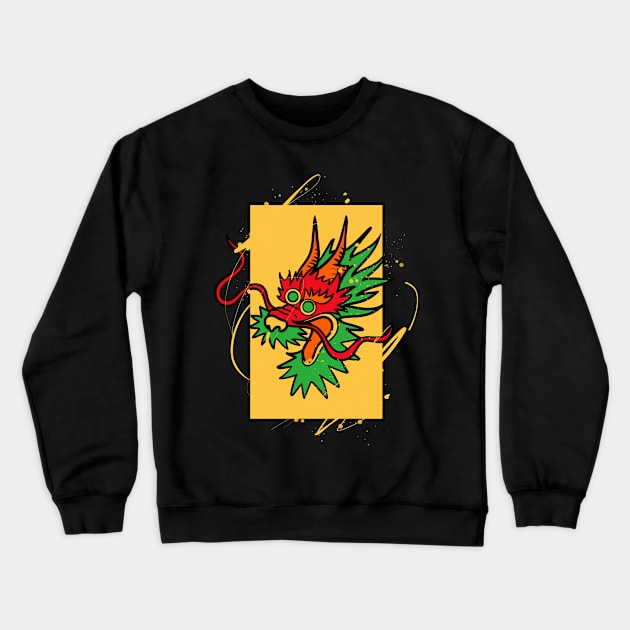 Japanese Tokyo Dragon Asian Crewneck Sweatshirt by Linco